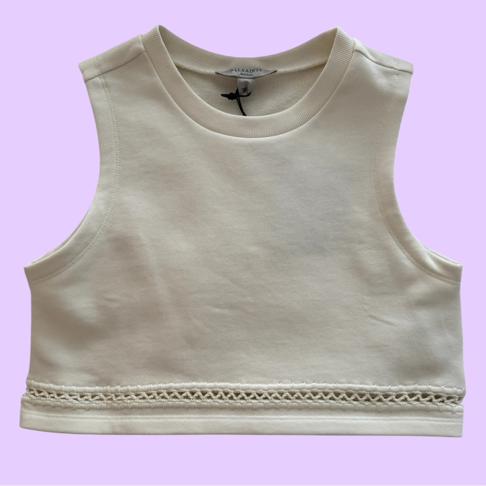 All Saints Off-White Crochet Tank Cropped
